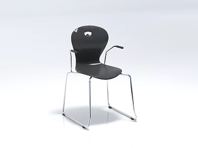 Black Leisure Chair With Metal Frame And Sleek Modern Design Armrests 3d model