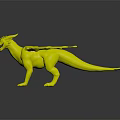3D Dragon Creature Model with Brown Body Spotted Wings Purple Horns and Standing Stance