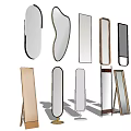 Different Shaped Floor Standing Mirrors With Wooden Metal Frames And Pedestal Bases