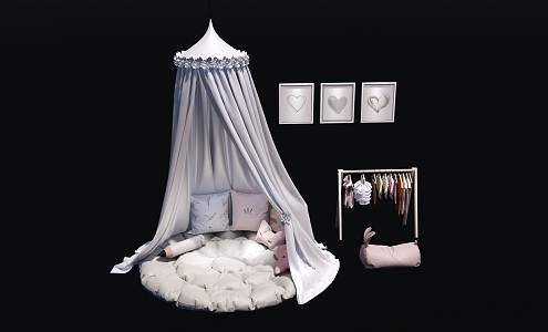 Modern Bed Mantle Children's Bed Mosquito Net Cloth Mantle Bed Mantle Hanger 3d model