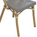 Light Wooden Frame Leisure Chair Featuring Woven Black and White Herringbone Seat and Backrest