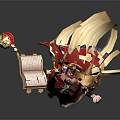Chibi Game Movie Character With Blonde Hair Crown Red Cape Pink Dress Holding Magic Orb