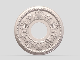 Jianou carved plaster ceiling round carved lamp panel 3d model