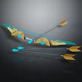 Ornate Bow And Arrows With Green Gold Accents And Blue Fletching Design