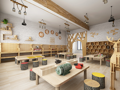 Nordic Kindergarten Woodworking Room 3d model