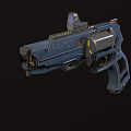 Blue H10 Sci Fi Pistol With Tactical Sight And Ergonomic Grip Details