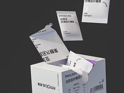 Convenient Self-heating Food Packaging Box With Open Sachets And Printed Text Labels 3d model