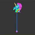 Colorful Unicorn Themed Decorative Furniture With Pink Mane Rainbow Horn Blue Pole And Pink Wheels