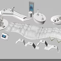Modern Display Shelves With Sleek White Curved Design And Exhibition Units For Retail