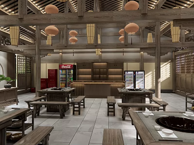 Chinese Hot Pot Shop 3d model