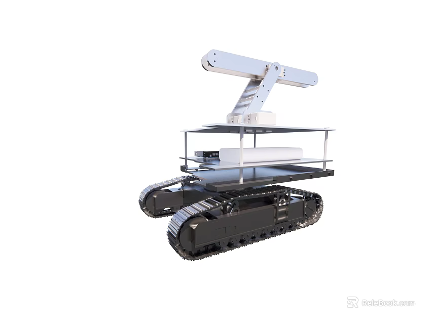 Tracked Mobile Robot With Extendable Mechanical Arm And Platform Structure 3d model