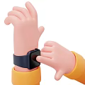 Decorative Ornament Set Featuring Cute Pink Cartoon Hands Black Watch And Yellow Sleeves