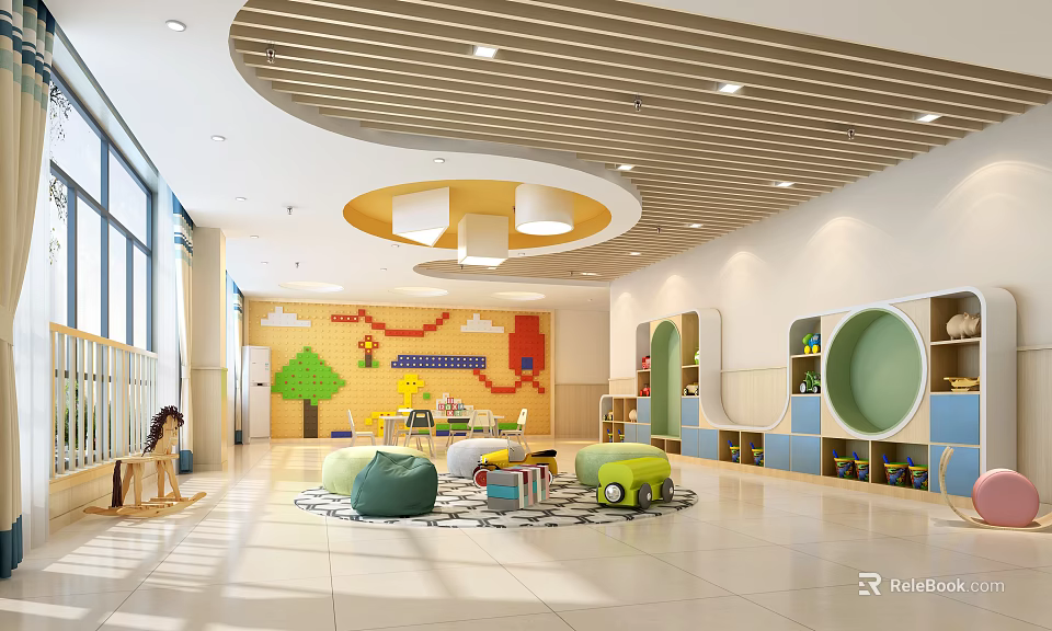 Bright Kindergarten Learning Space With Colorful Play Area And Educational Toys For Kids 3d model 