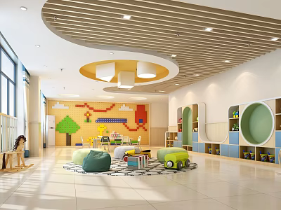 Bright Kindergarten Learning Space With Colorful Play Area And Educational Toys For Kids 3d model