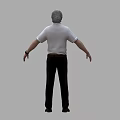 Man Standing In White Short Sleeve Shirt Black Pants Brown Shoes And Watch