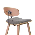 Modern Grey Upholstered Bar Stool with Wooden Legs and Metal Crossbar