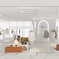 Modern Clothing Store Interior Design With Apparel Racks Display Tables And Marble Floor