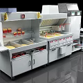 Commercial Kitchen Equipment With Multiple Compartments Storage Cabinets And Work Surfaces 3d model