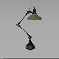 Vintage Style Table Lamp With Green Lampshade Adjustable Metal Arm And Sturdy Base Design