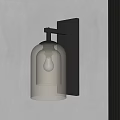 Modern Wall Sconce With Amber Glass Shade And Dark Metal Base On Light Wall
