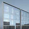 Modern High Rise Office Building With Glass Curtain Wall And Landscaped Entrance