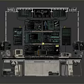 Futuristic High Tech Control Console With Multiple Screens And Data Displays