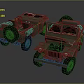 Vintage Olive Green Military Jeeps With Open Top Large Tires And Front Grille Design