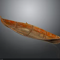 Traditional Wooden Canoe With Red Painted Hull And Classic Watercraft Design