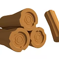 Natural Wooden Logs With Carved Texture Stacked Arrangement And Single Piece