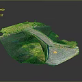 Detailed 3D Scene Component Model With Stone Bridge Green Grass And Natural Terrain