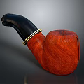 Red Wood Tobacco Pipe With Black Mouthpiece And Gold Ring Classic Design