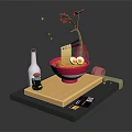 Commercial Food Service Equipment with Ramen Bowl Sauce Bottle Chopsticks and Digital Display Platform