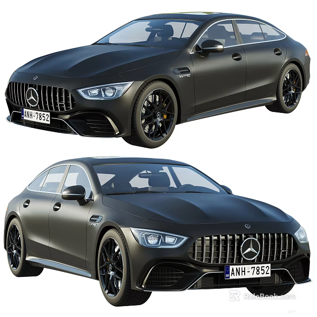 Black Mercedes AMG Luxury Sedan With Sleek Design And Sporty Exterior 3d model 