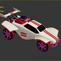 White And Red Supreme Race Car With Streamlined Body Red Stripes And Black Wheels