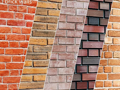 Different Colored Brick Walls With Various Textures And Patterns For Interior Design 3d model