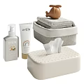 Modern Bathroom Accessories Set With Wooden Brushes Towels And Soap Dispensers