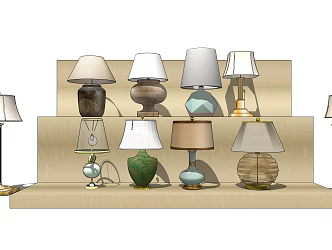 Simple European lamps and lanterns combination table lamp floor lamp combination 3d model