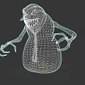 Spooky Snowman Character with White Body Carrot Nose Scarf and Claws
