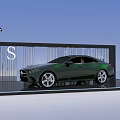 Premium Display Shelf with Glass Metal Frame Showcasing S CLASS Car under Lighting