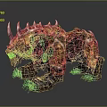Armored Bear Game Movie Character With Spiked Armor Red Saddle And Bone Decorations