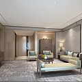 Modern Hotel Guest Room Interior With Sofa Coffee Table TV Console And Area Carpet