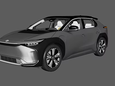 Sleek Gray Modern Electric Car With Black Roof And LED Headlights 3d model
