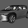 Sleek Gray Modern Electric Car With Black Roof And LED Headlights