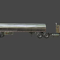 Yellow Oil Tanker Truck With Silver Tank Trailer And Large Wheels