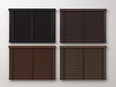 Modern Window Blinds In Dark Brown And Brown Wooden Styles For Home Interior Design 3d model