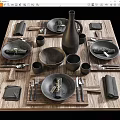 Modern Tableware Log Dining Table Knife and Fork Tableware 3d model