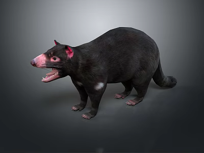 Black Bodied Game Movie Character With Pink Nose Red Ears And Open Mouth 3d model
