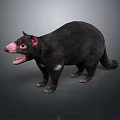 Black Bodied Game Movie Character With Pink Nose Red Ears And Open Mouth
