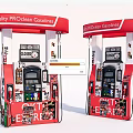 Public Gas Station With Red Fuel Pumps Quality PROlian Gasoline KOSGAR And GULF EXPRESS Signs