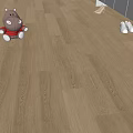 Light Brown Wooden Floor With Clear Grain Featuring Hippo Doll White Shoes And Cabinets